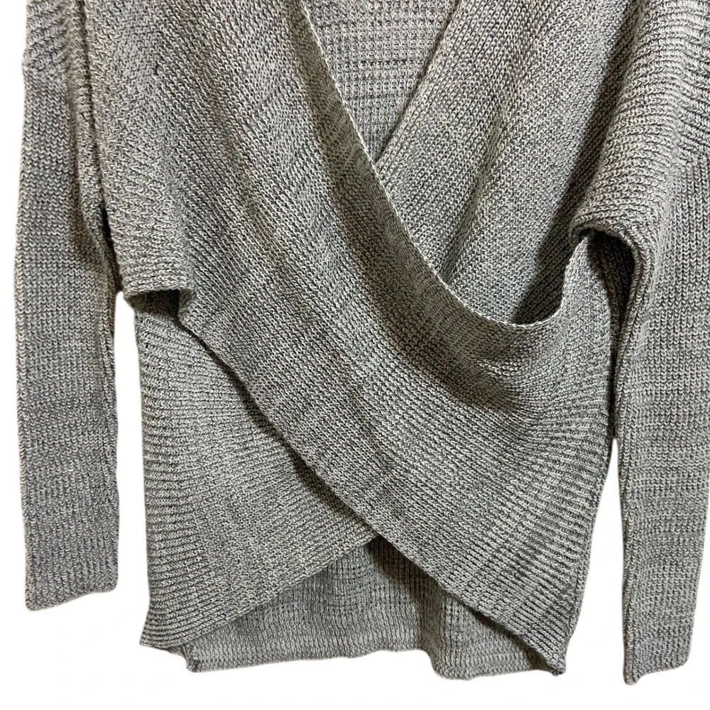 ASTR The Label Grey Knit Wrap Front Long Sleeve Sweater Office Top Women's Small